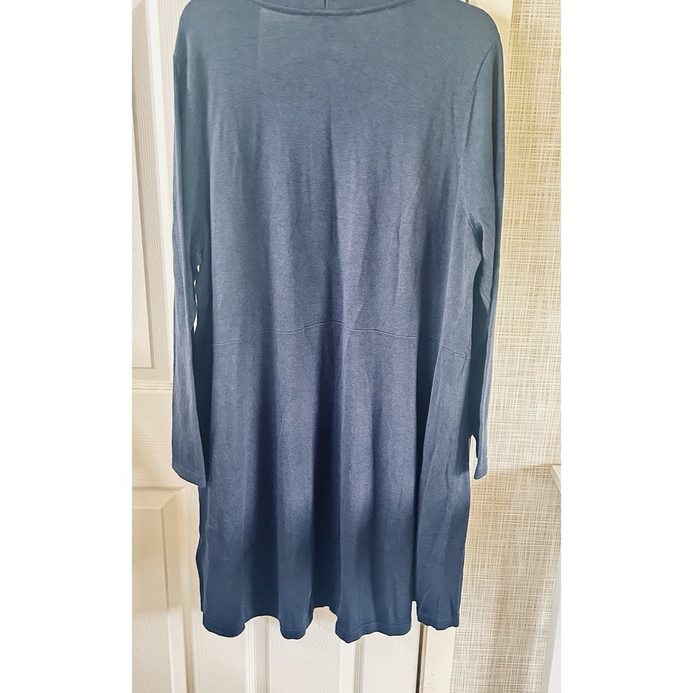 Isaac Mizrahi Live Cardigan Womens 2X Plus Navy Open Front LS Cotton Rayon New T - Picture 11 of 12